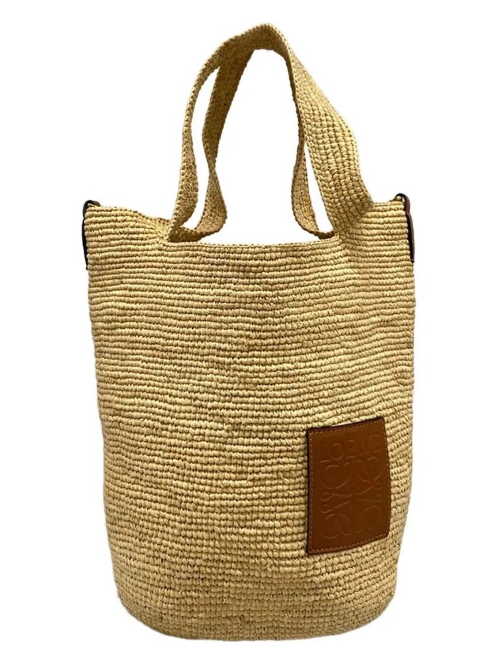 LOEWE Slit Bag Mini Beige Brown Raffia Leather Tote Bag